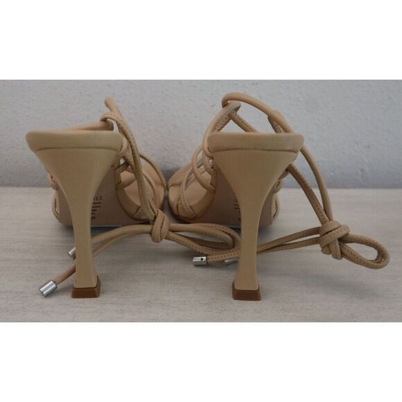 Schutz Women's Sz 8.5B Light Nude Strappy Leather Stiletto Sandals Heels - Picture 2 of 10